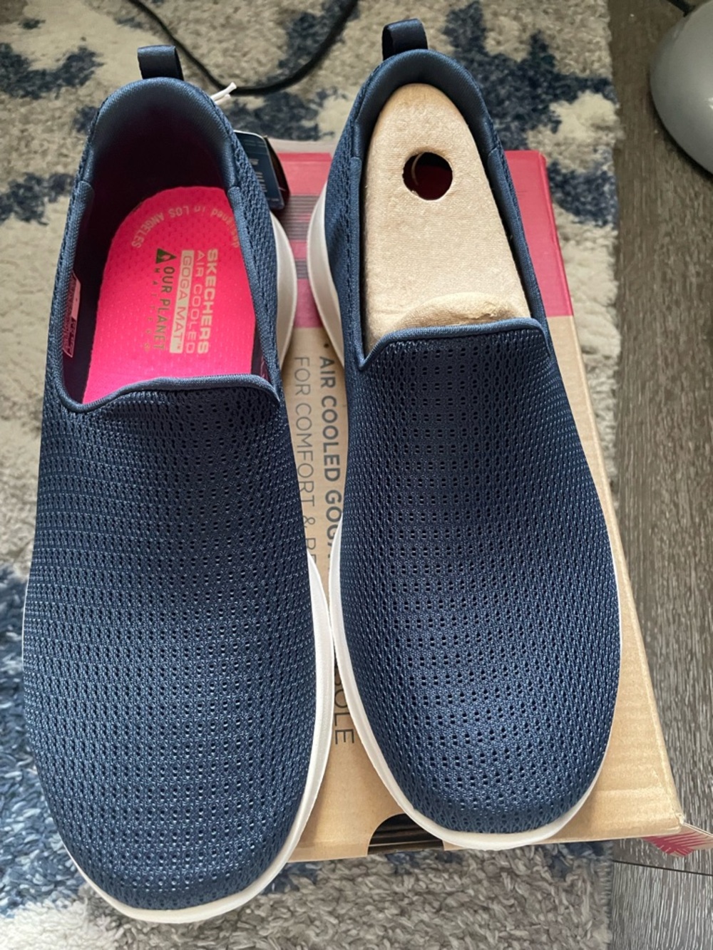 Skechers Navy Slip-On Knit Sneakers